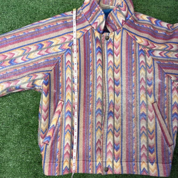 Vintage Walls Mountain Western Aztec Pattern Lined Bomber Jacket, Size Large - Picture 9 of 10